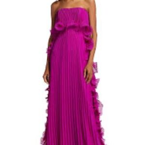 Badgley Mischka pleated strapless gown